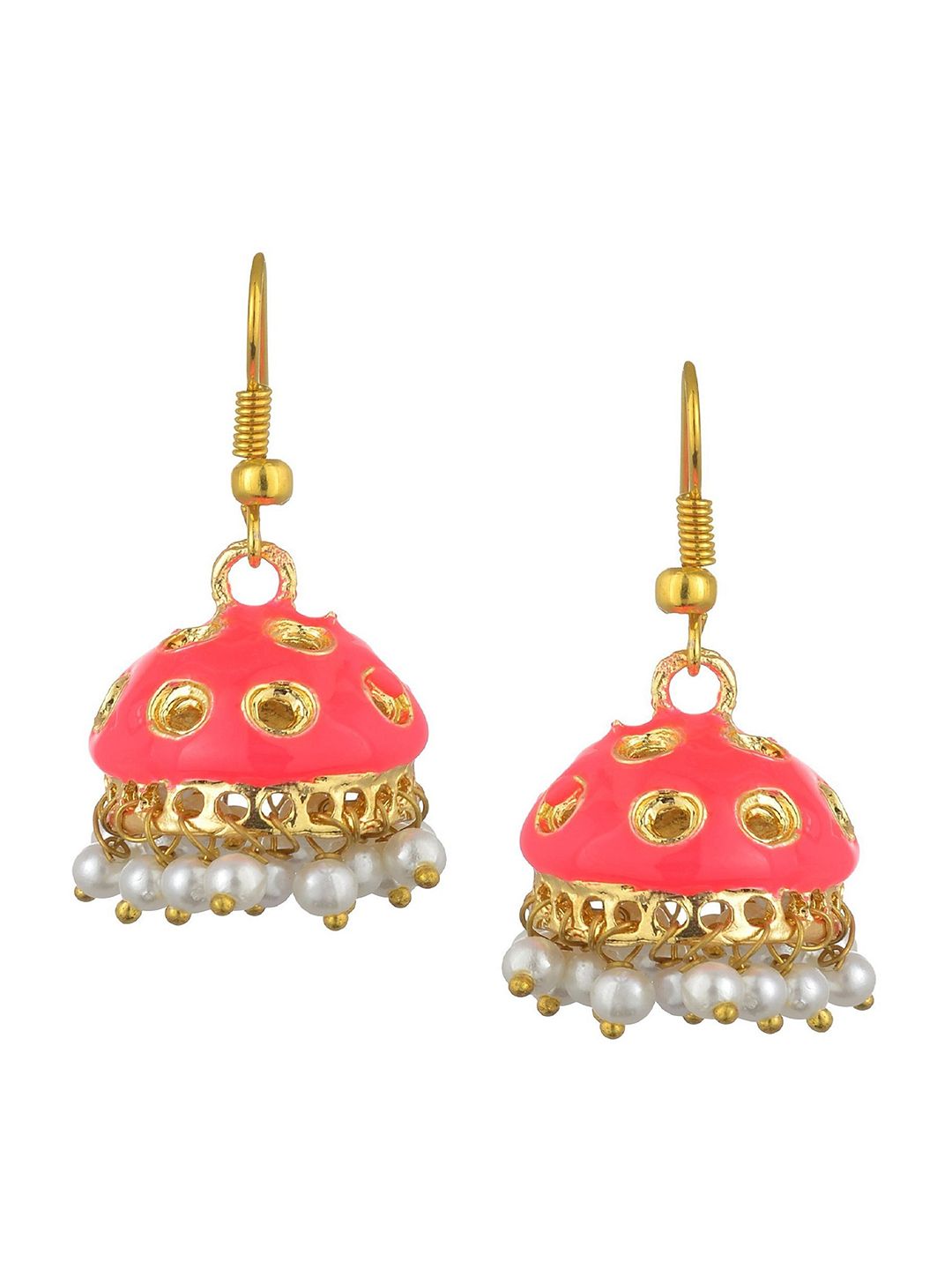 Kshitij Jewels Pink Contemporary Jhumkas Earrings Price in India