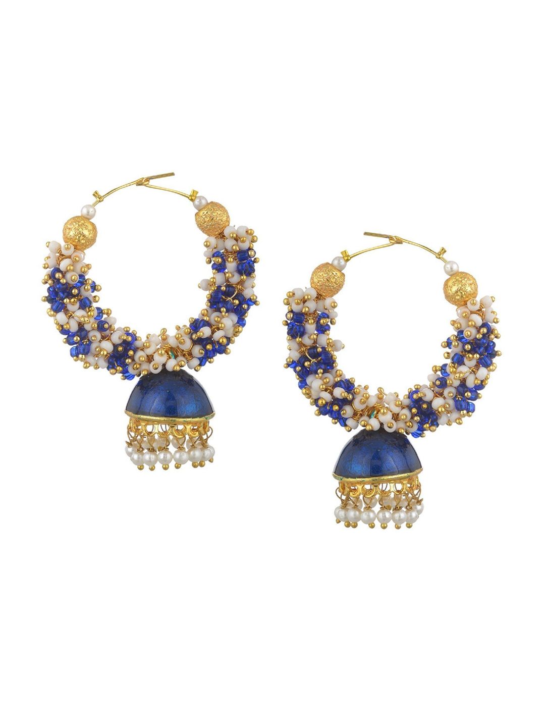 Kshitij Jewels Navy Blue Contemporary Jhumkas Earrings Price in India