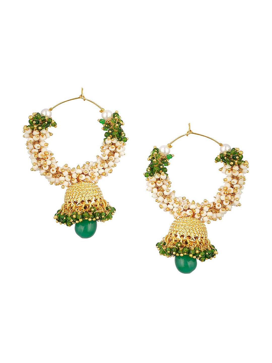 Kshitij Jewels Green Contemporary Hoop Earrings Price in India