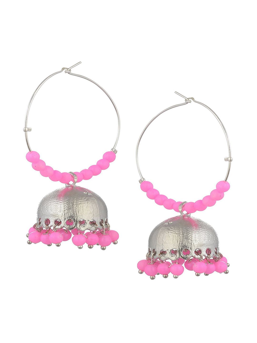 Kshitij Jewels Pink Contemporary Jhumkas Earrings Price in India