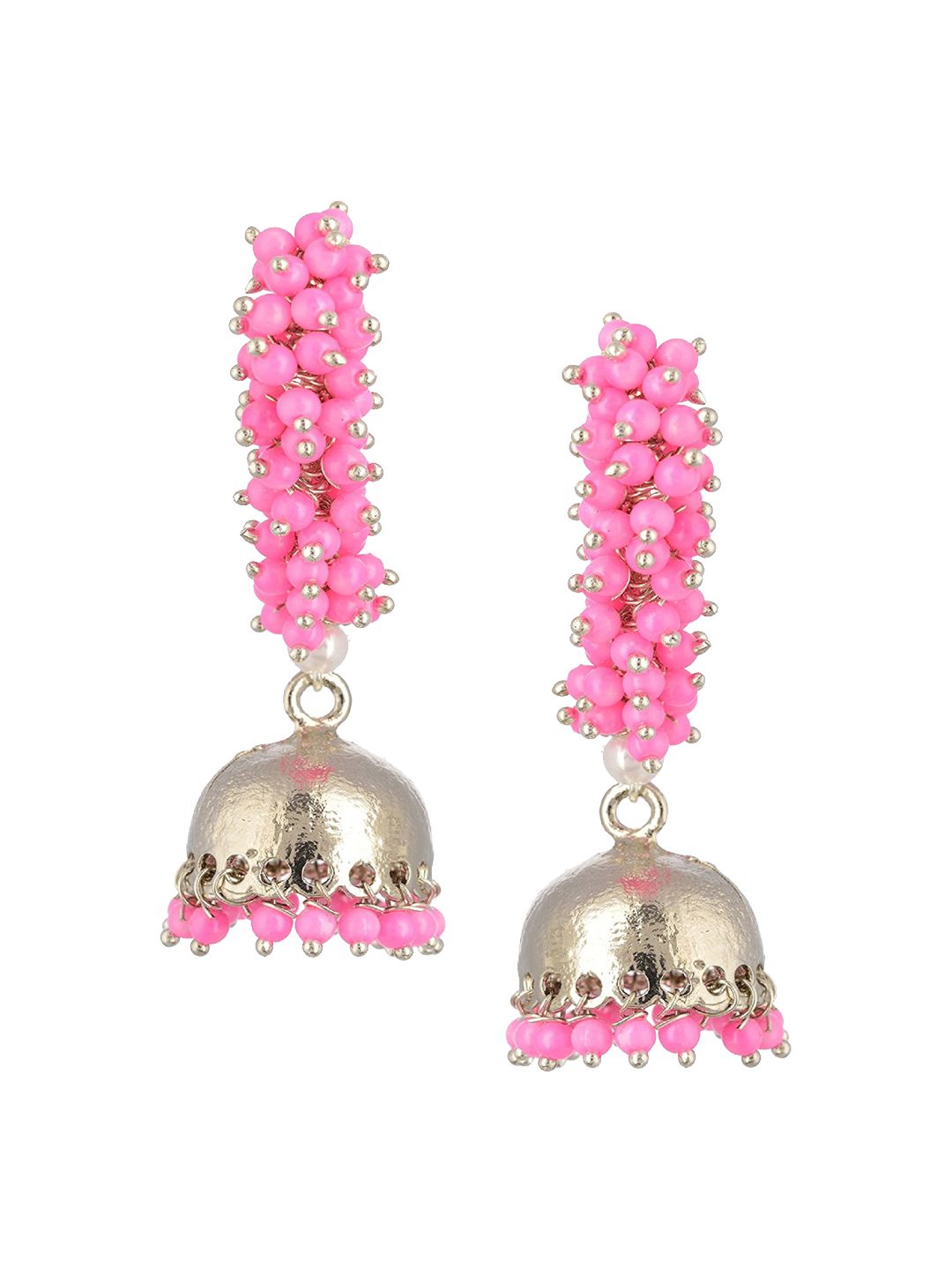 Kshitij Jewels Pink Contemporary Jhumkas Earrings Price in India