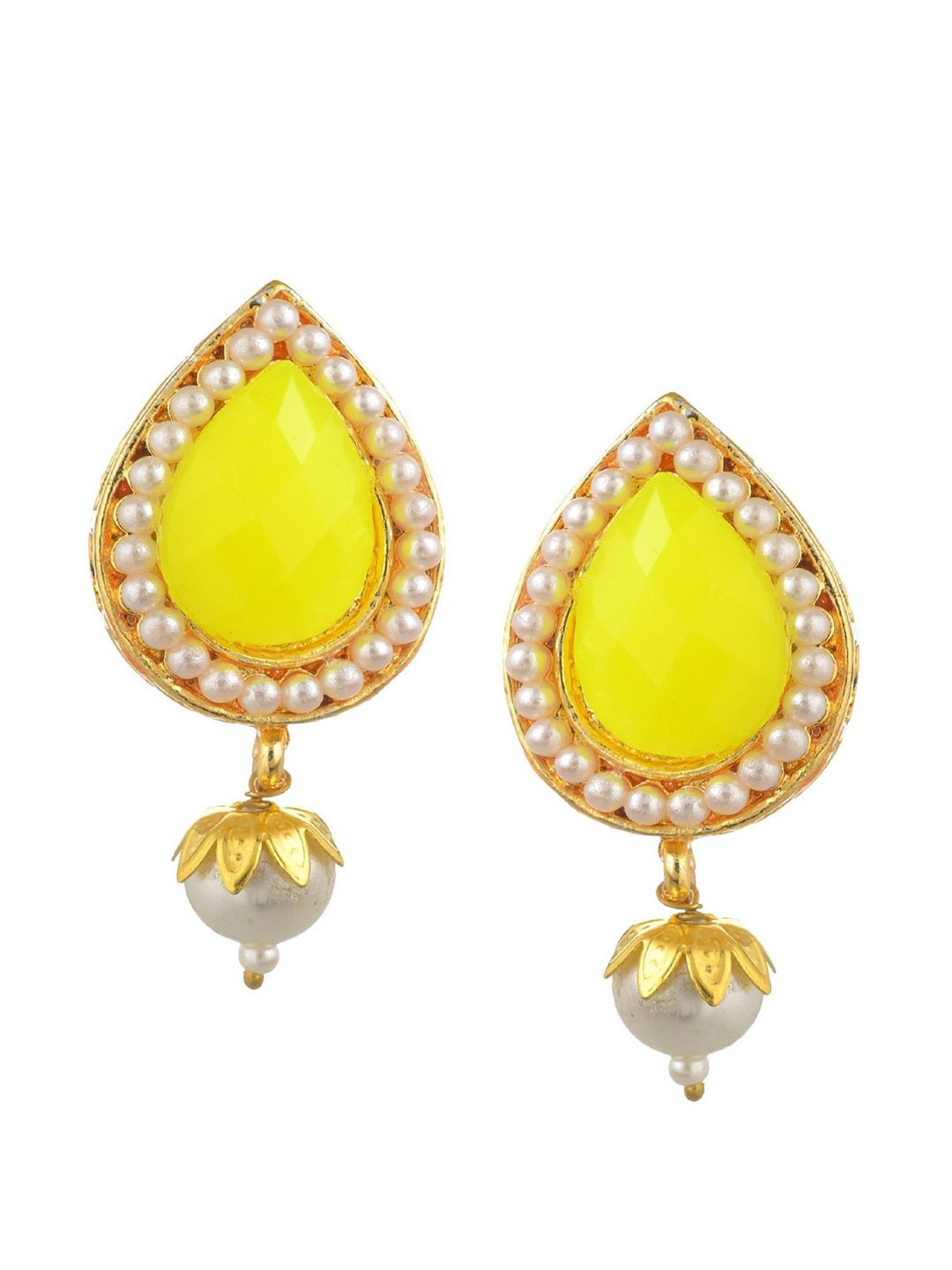 Kshitij Jewels Yellow Contemporary Drop Earrings Price in India