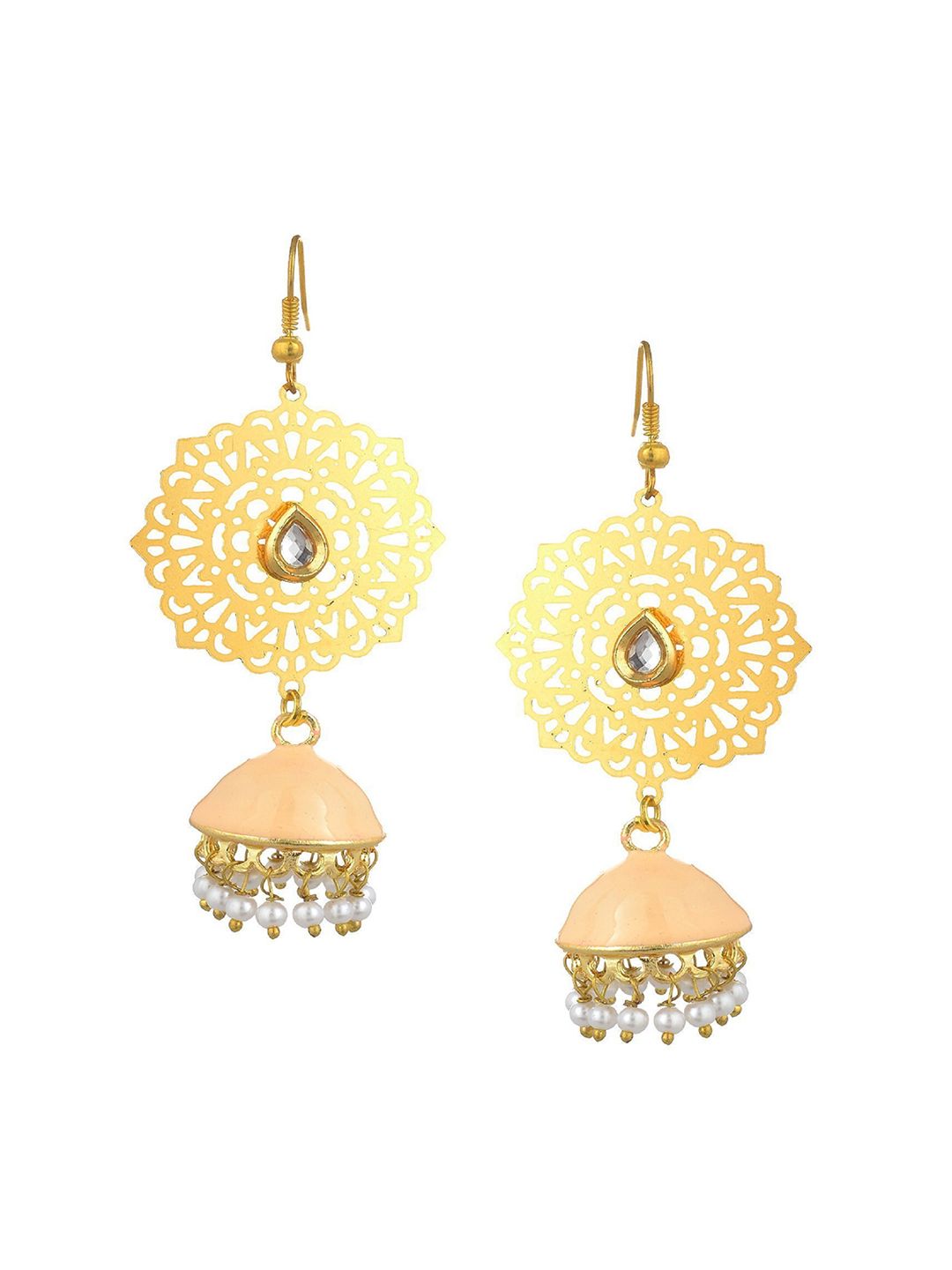 Kshitij Jewels Cream-Coloured Contemporary Jhumkas Earrings Price in India