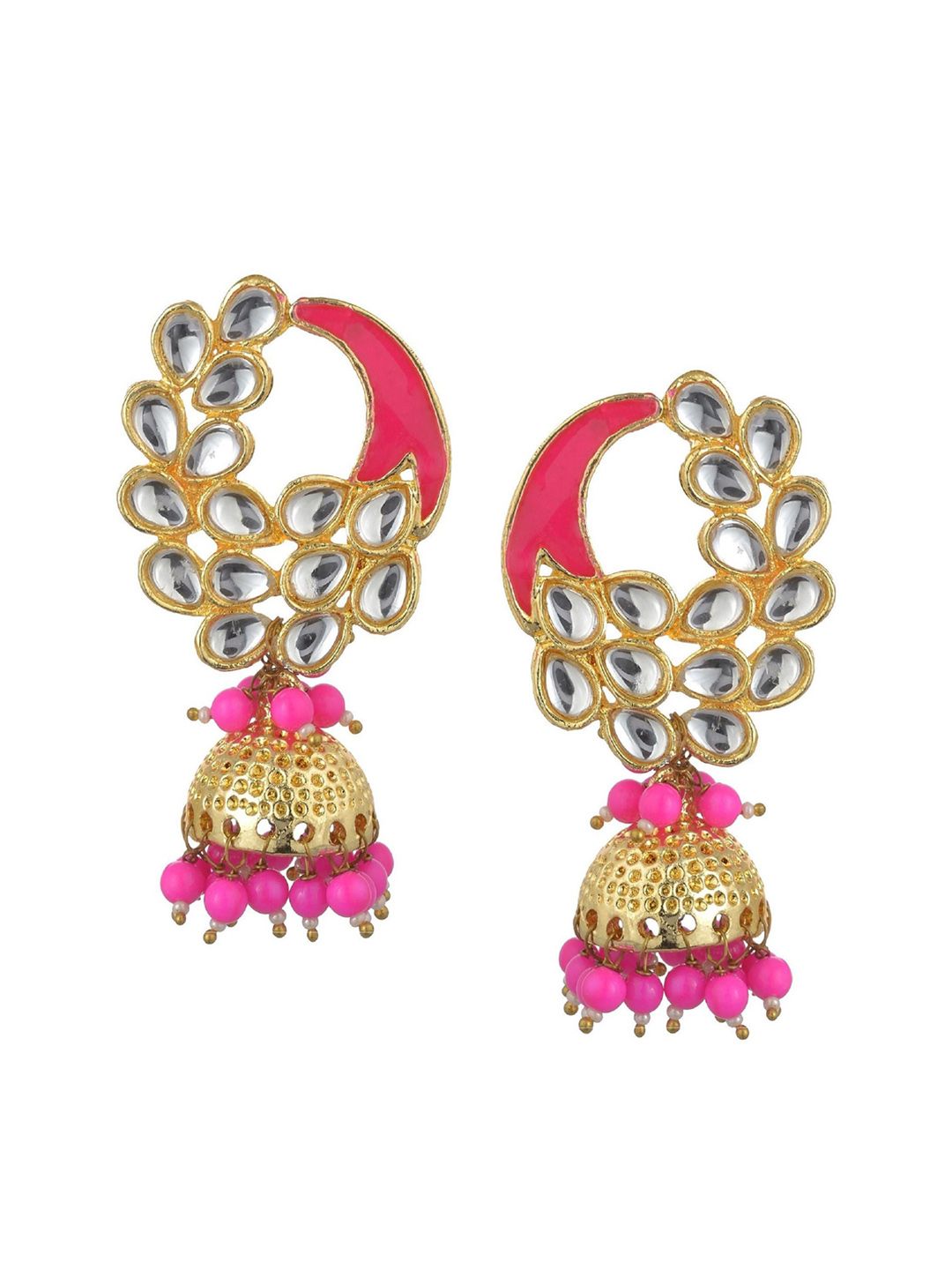 Kshitij Jewels Pink Contemporary Jhumkas Earrings Price in India