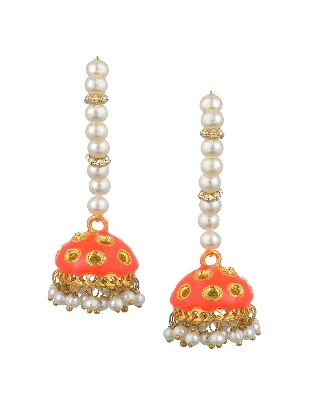 Kshitij Jewels Orange Contemporary Jhumkas Earrings Price in India