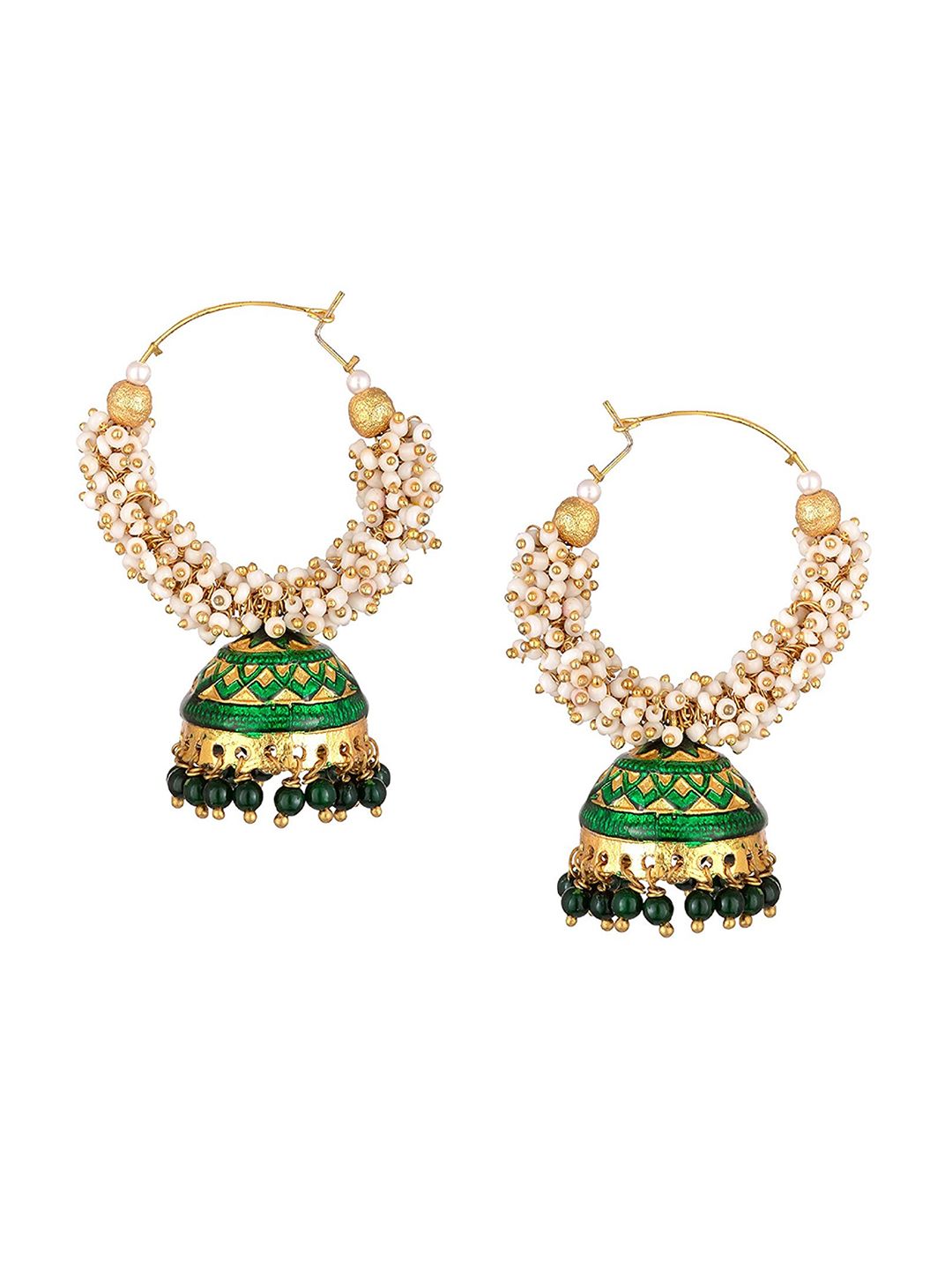 Kshitij Jewels Green Contemporary Jhumkas Earrings Price in India