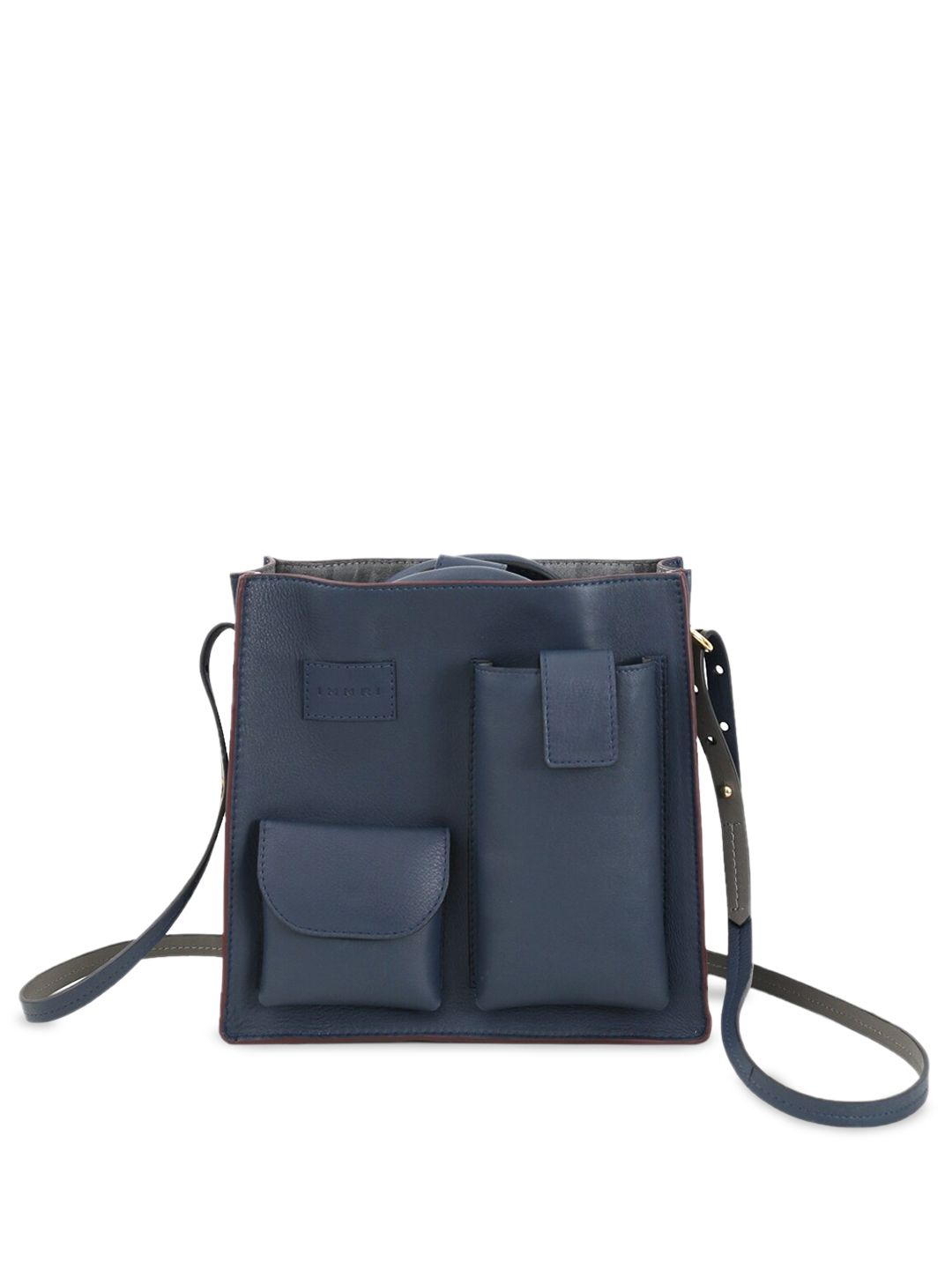 IMMRI Navy Blue Leather Swagger Sling Bag Price in India