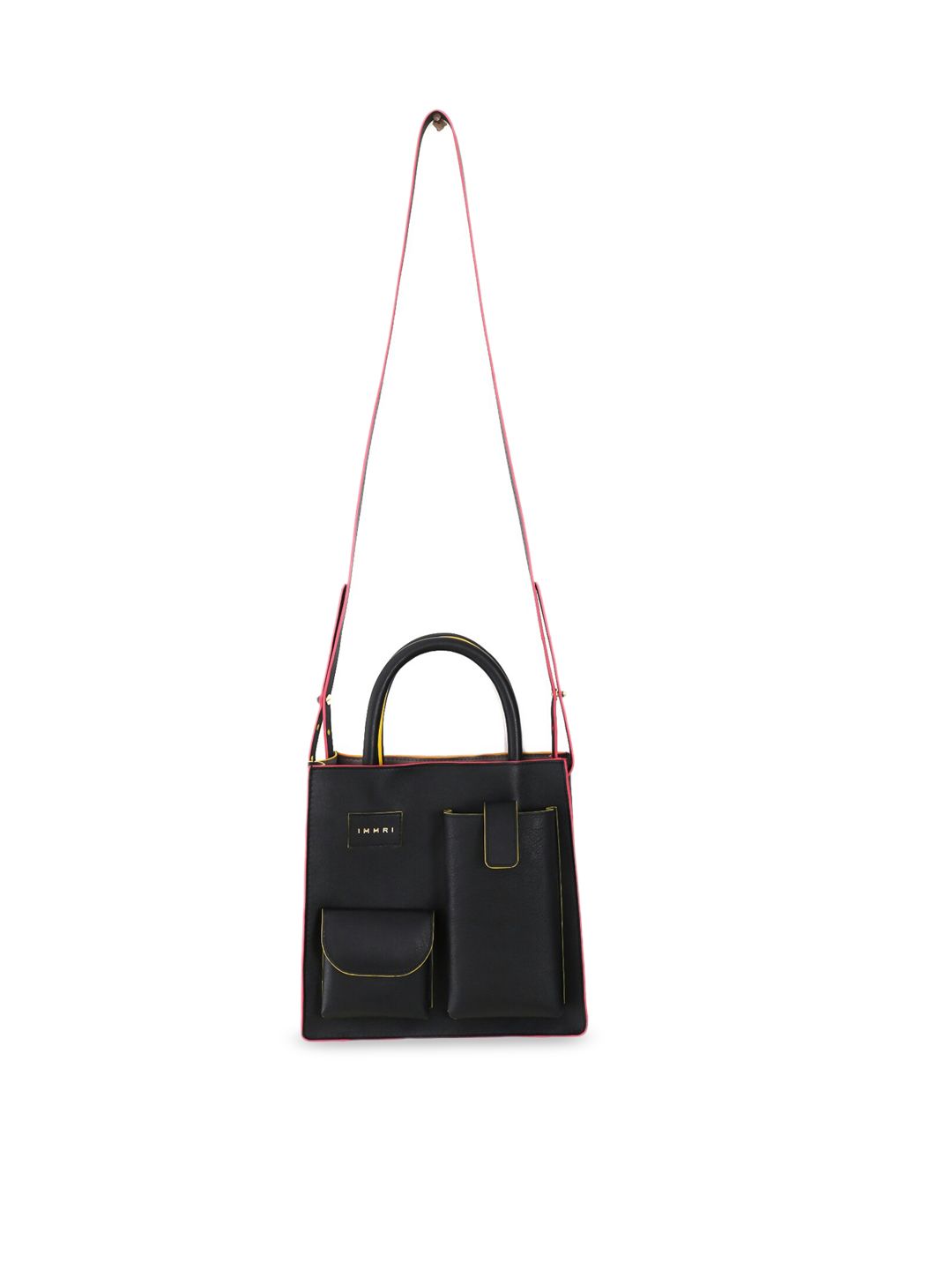 IMMRI Black Leather Structured Tote Bag with Tasselled Price in India