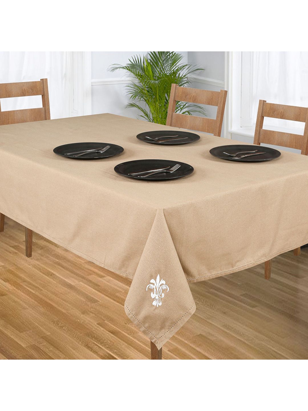 SHADES of LIFE Brown & White Patch Work Rectangle Cotton Table Cover Price in India