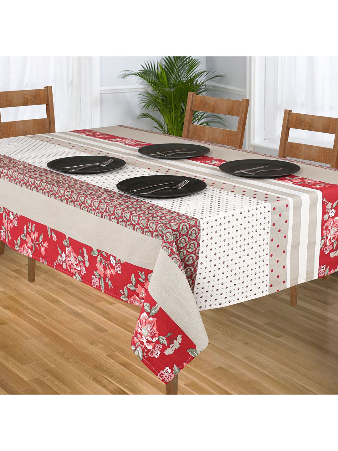 SHADES of LIFE Red & White Printed  Cotton  Table Covers Price in India