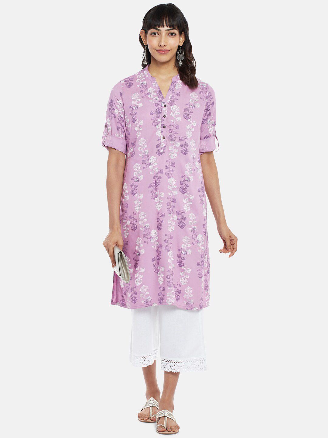 RANGMANCH BY PANTALOONS Women Purple Floral Printed Kurta