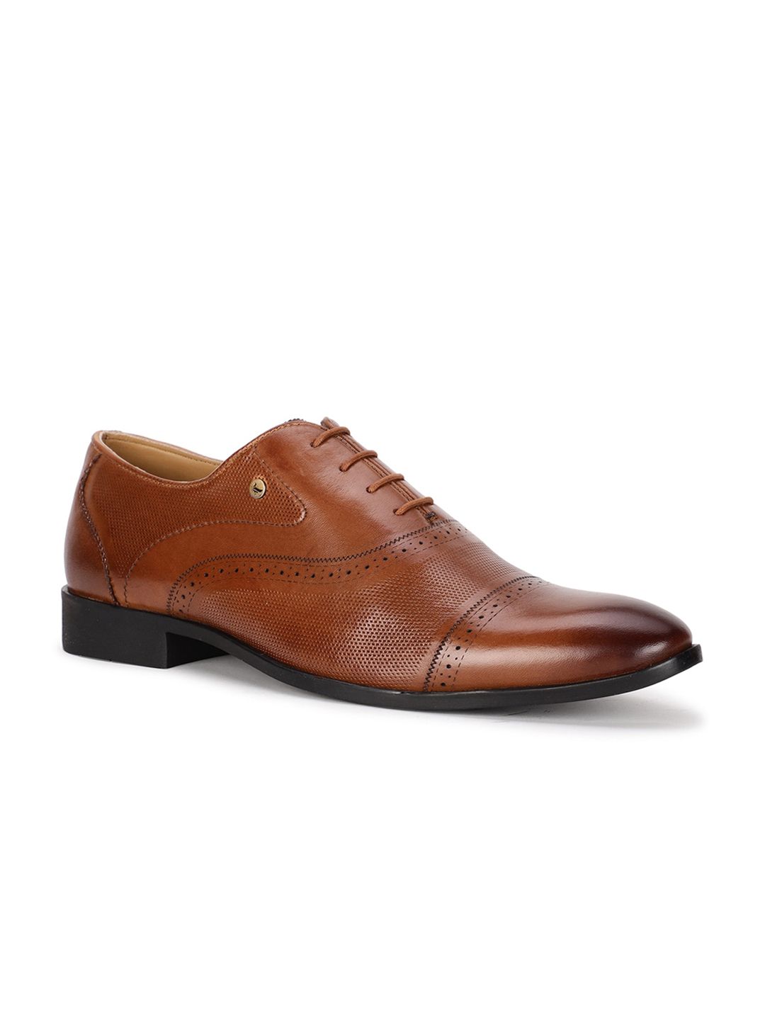 Blackberrys Men Tan Textured Leather Formal Oxfords