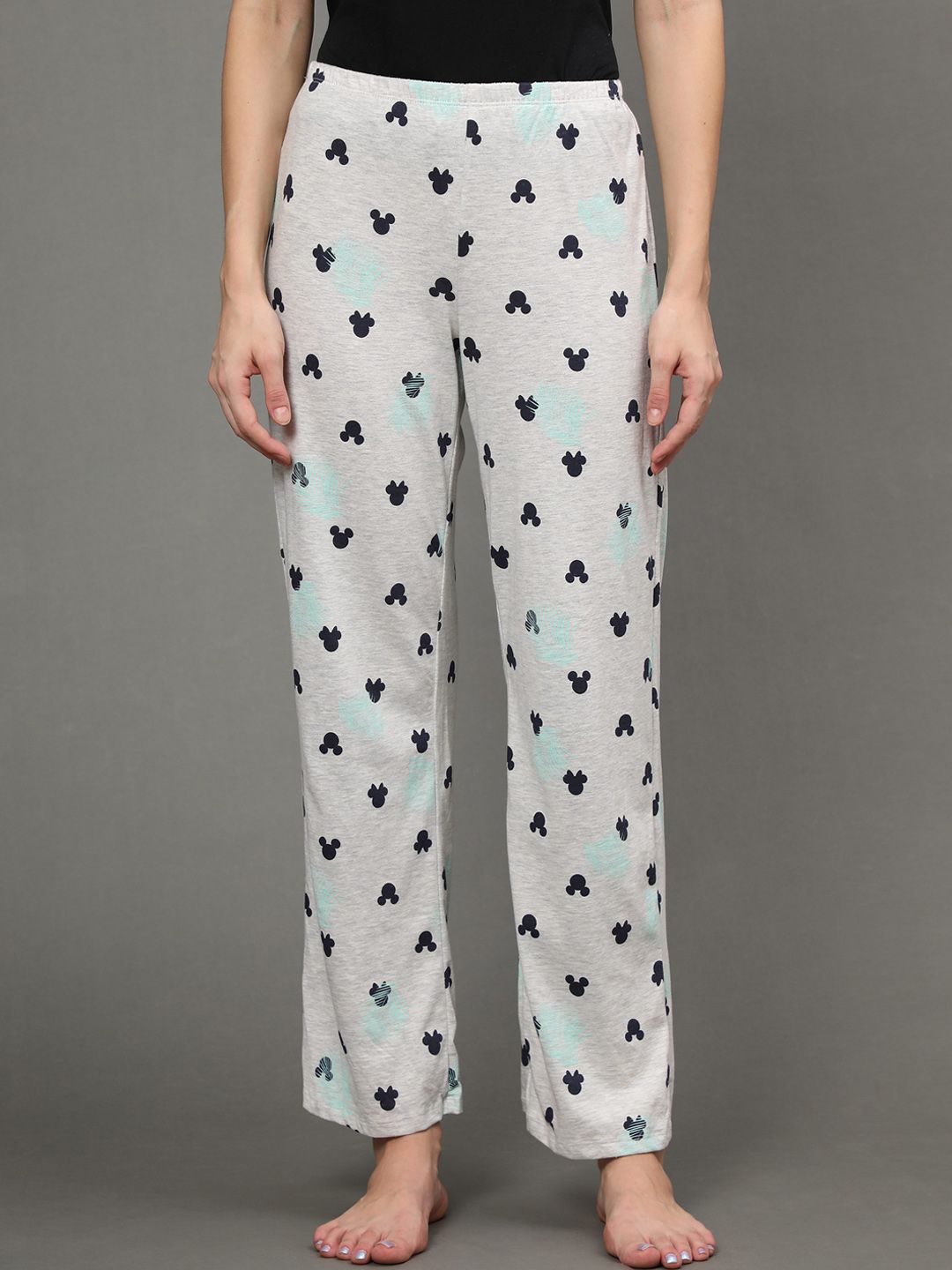 BStories Women Grey Printed Pure Cotton Lounge Pants Price in India