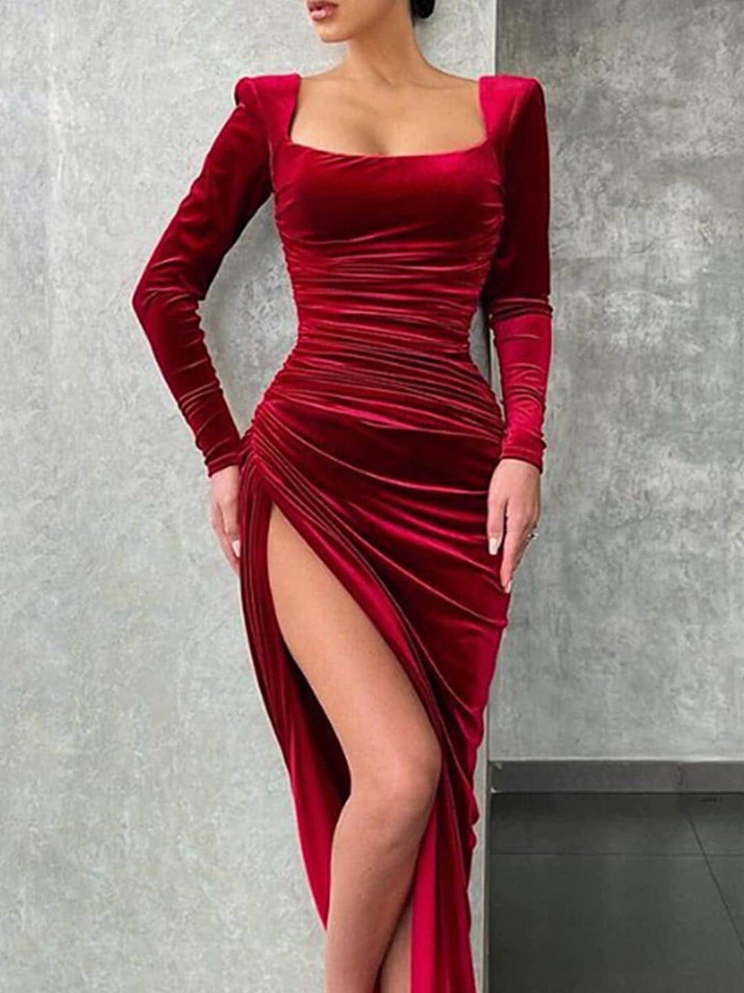 URBANIC Red & rosewood Bodycon Dress Price in India