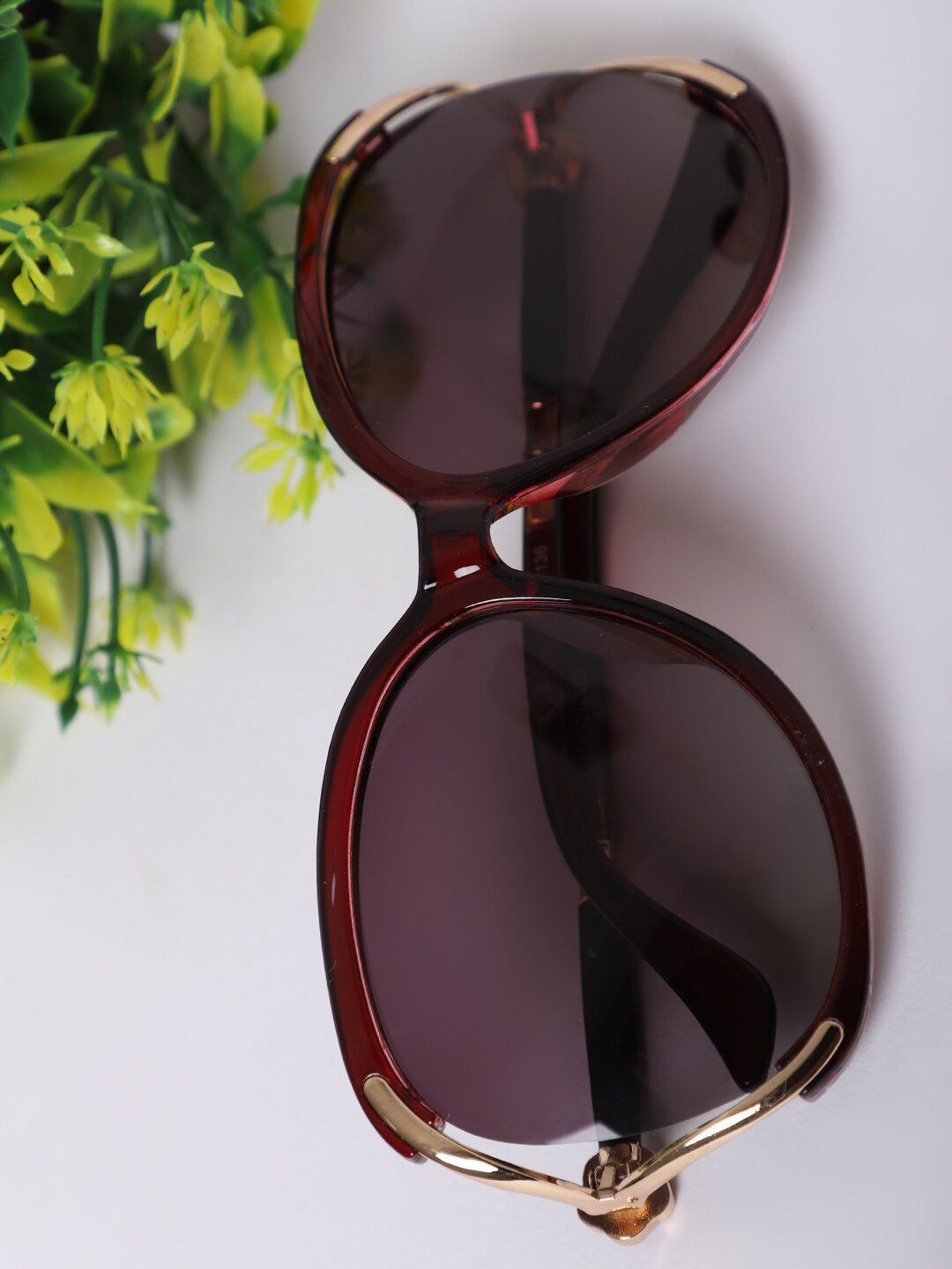 MARC LOUIS Women Purple Lens & Red Aviator Sunglasses with UV Protected Lens Price in India