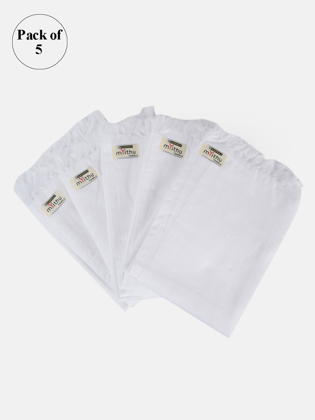 Ramraj Pack Of 5 White Solid Cotton Bath Towel Price in India