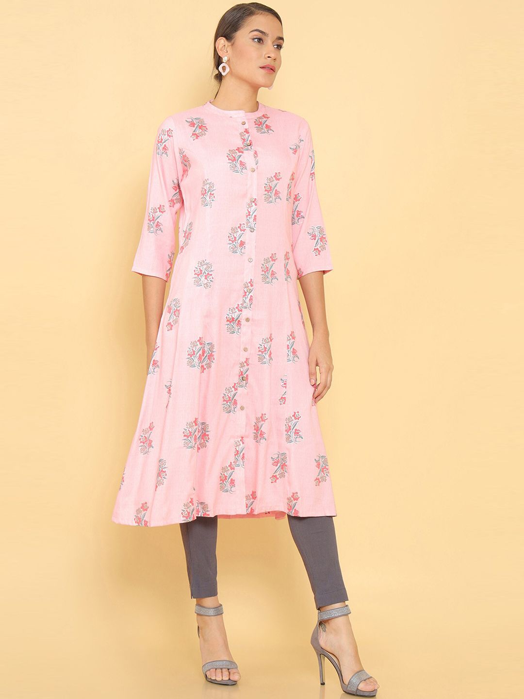 Soch Women Pink Quirky Embroidered Gotta Patti Kurta Price in India