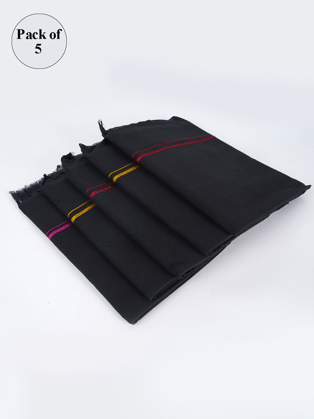 Ramraj Pack Of 5 Black Solid Pure Cotton Towel Set