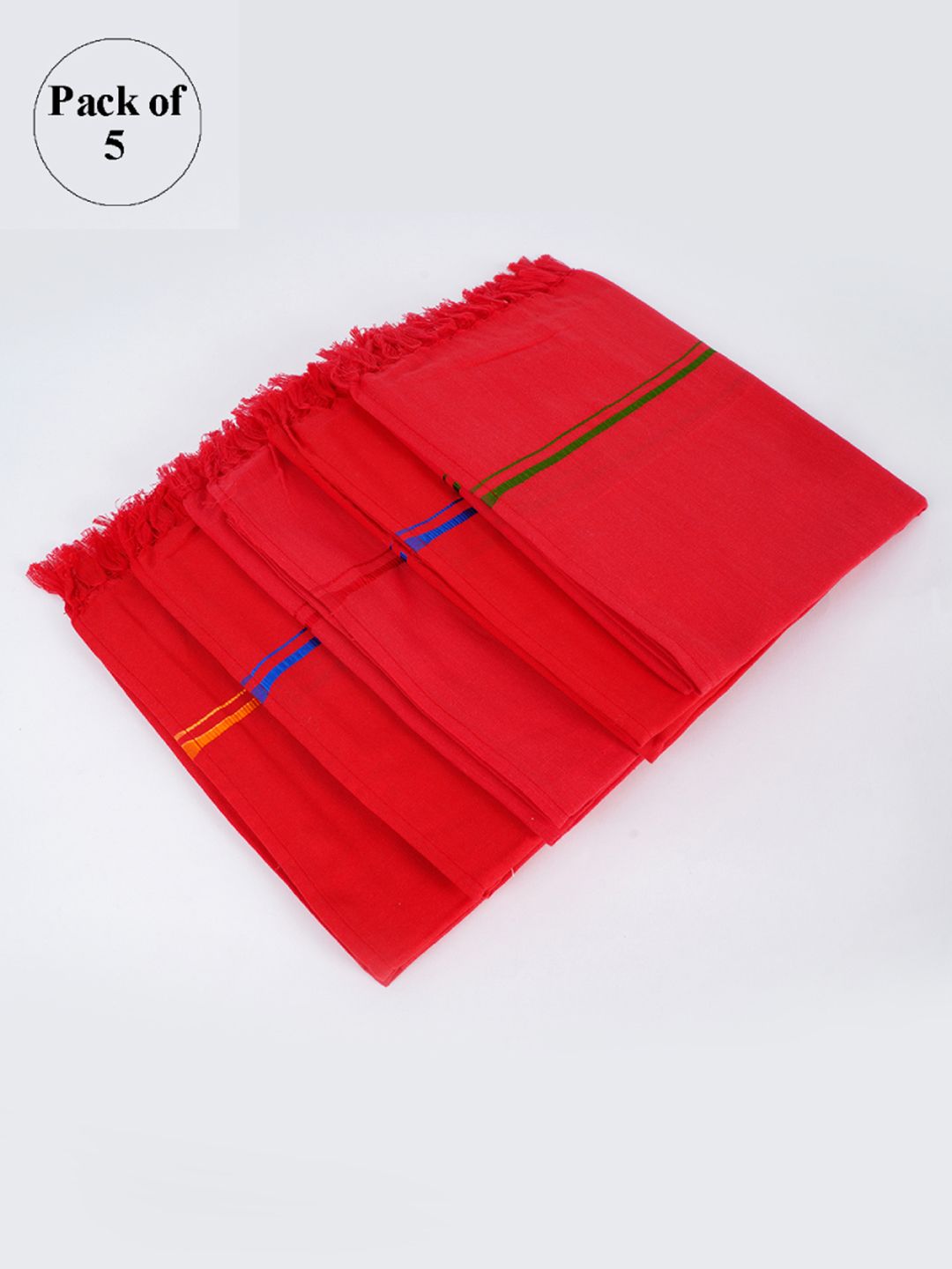 Ramraj Pack Of 5 Red Solid Pure Cotton Towels Price in India