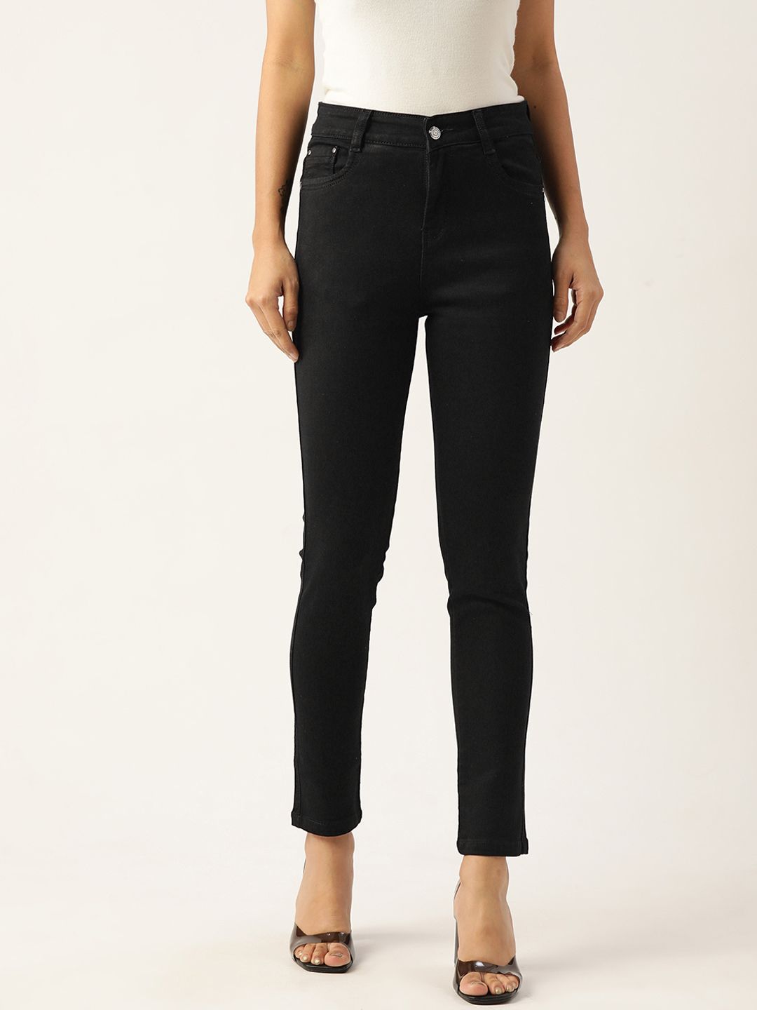 BROOWL Women Black Pencil Skinny Fit Stretchable Cotton Jeans Price in India