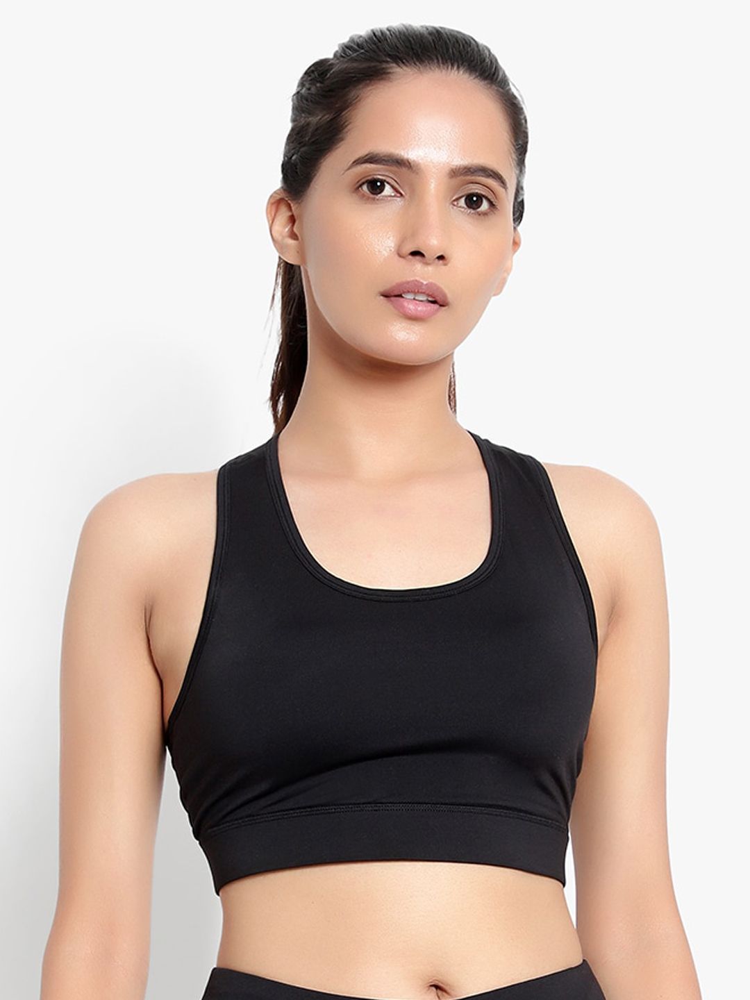 Wearjukebox Black Non-Wired Removable Padding Workout Sports Bra Price in India