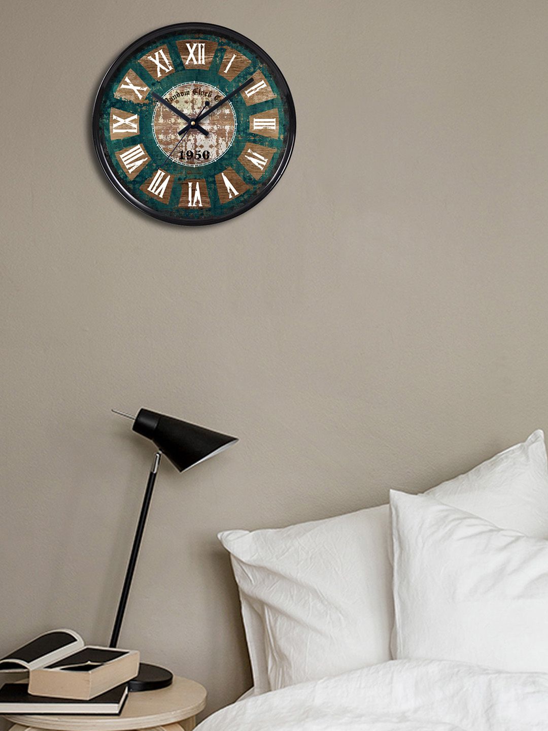 RANDOM Brown & Green Printed Dial Analogue Wall Clock Price in India