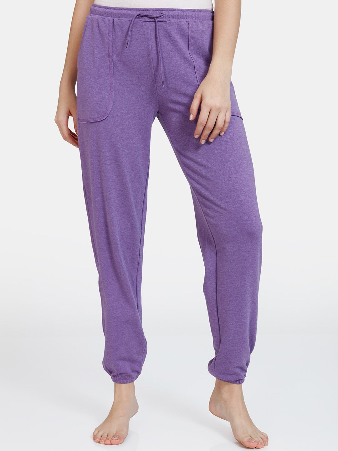 Zivame Women Purple Solid Lounge Jogger Pants Price in India