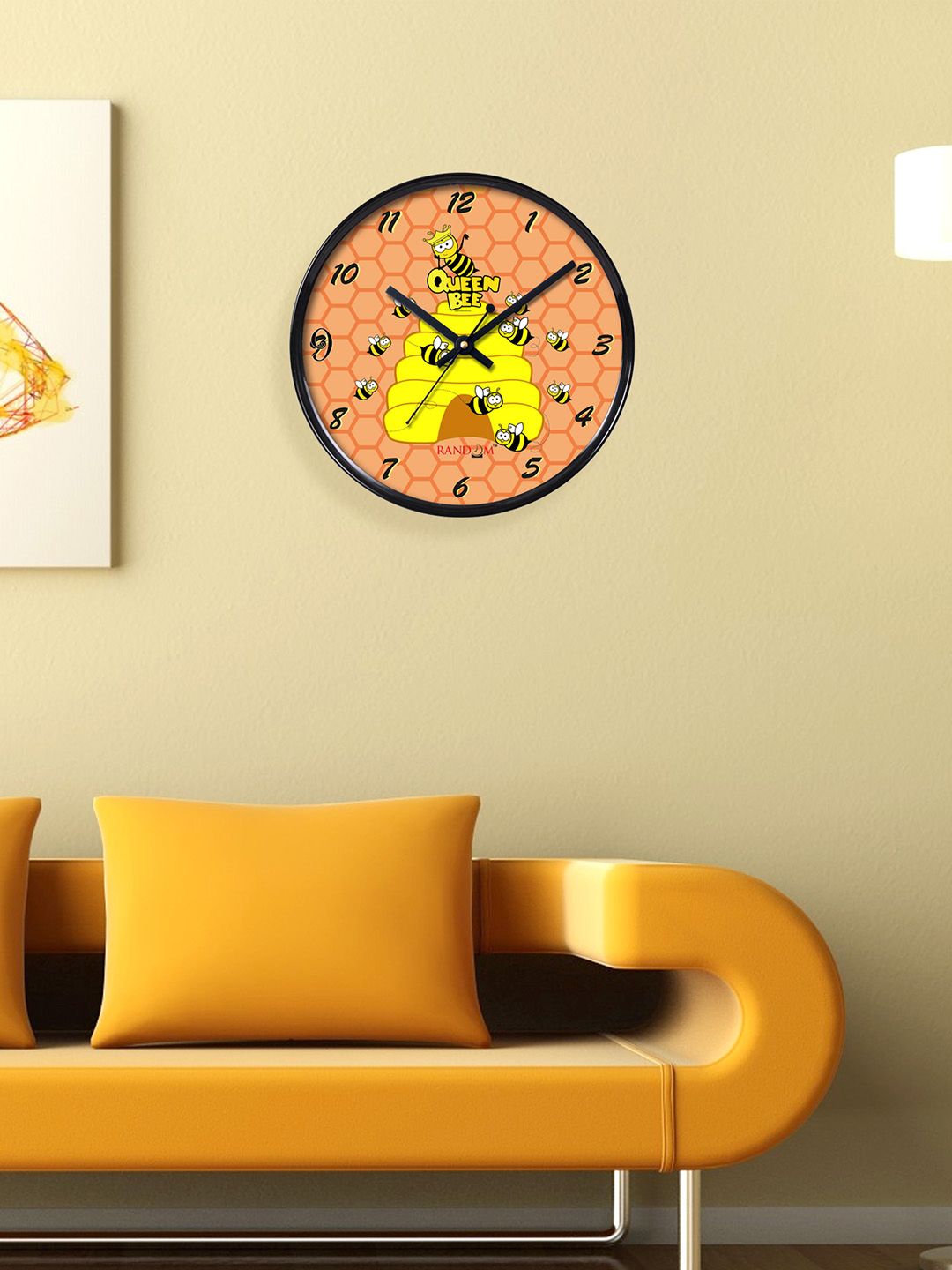 RANDOM Peach-Coloured & Yellow Dial Printed Analogue Wall Clock Price in India
