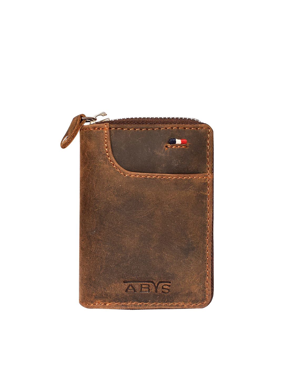 ABYS Unisex Brown Leather Zip Around Wallet Price in India