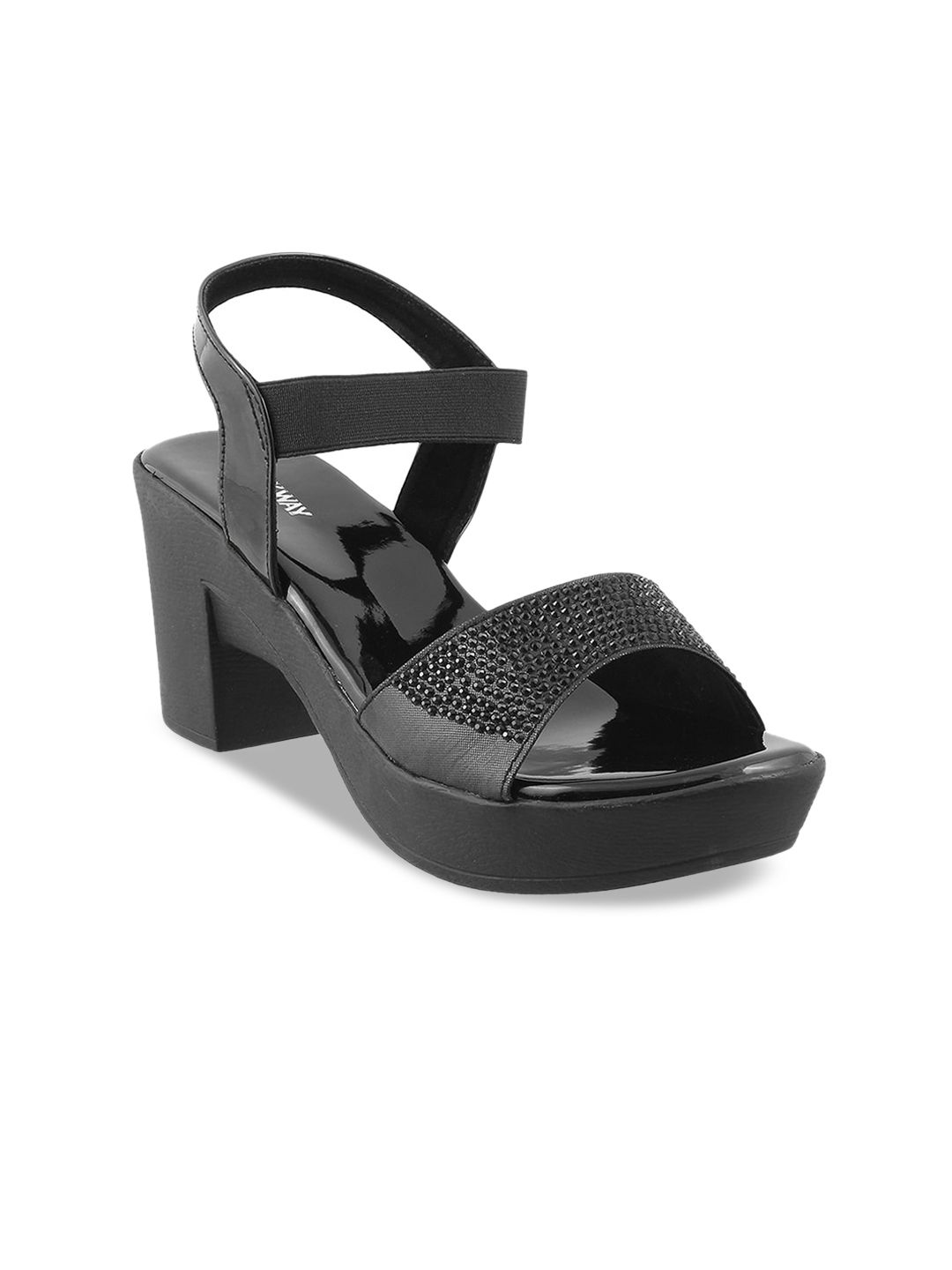 WALKWAY by Metro Black Platform Sandals with Laser Cuts Price in India