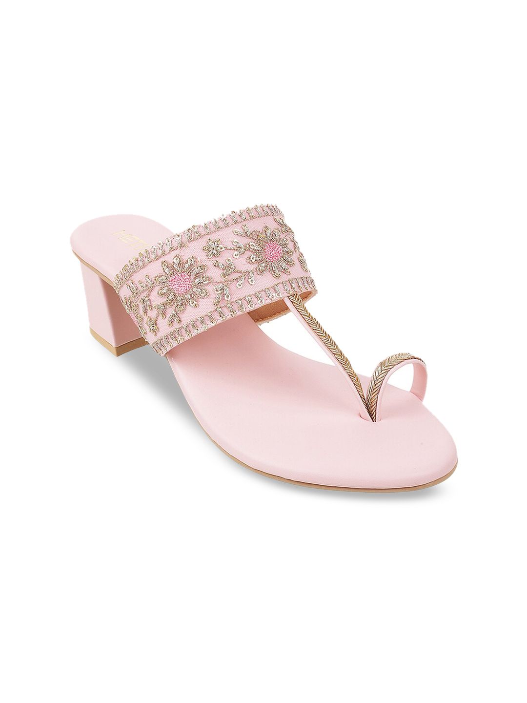 Metro Peach-Coloured Block Sandals Price in India