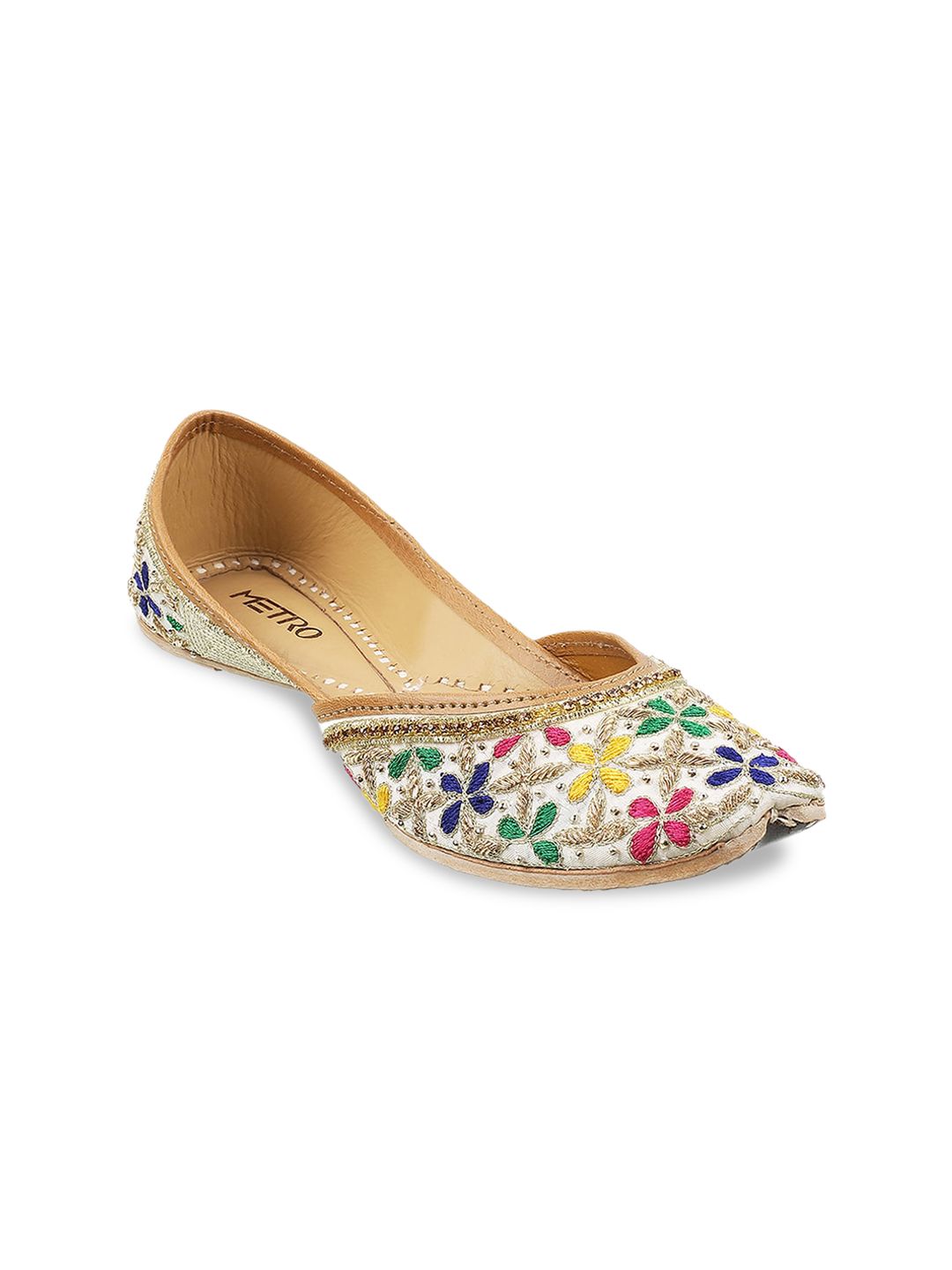 Metro Women Multicoloured Printed Ballerinas with Embroidered Flats Price in India
