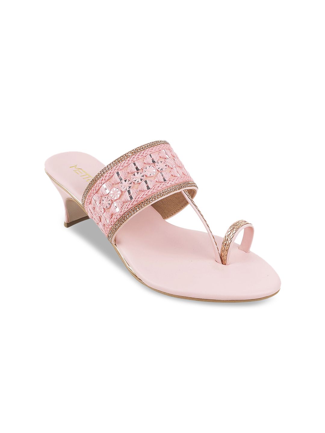 Metro Pink Embellished Kitten Sandals Price in India