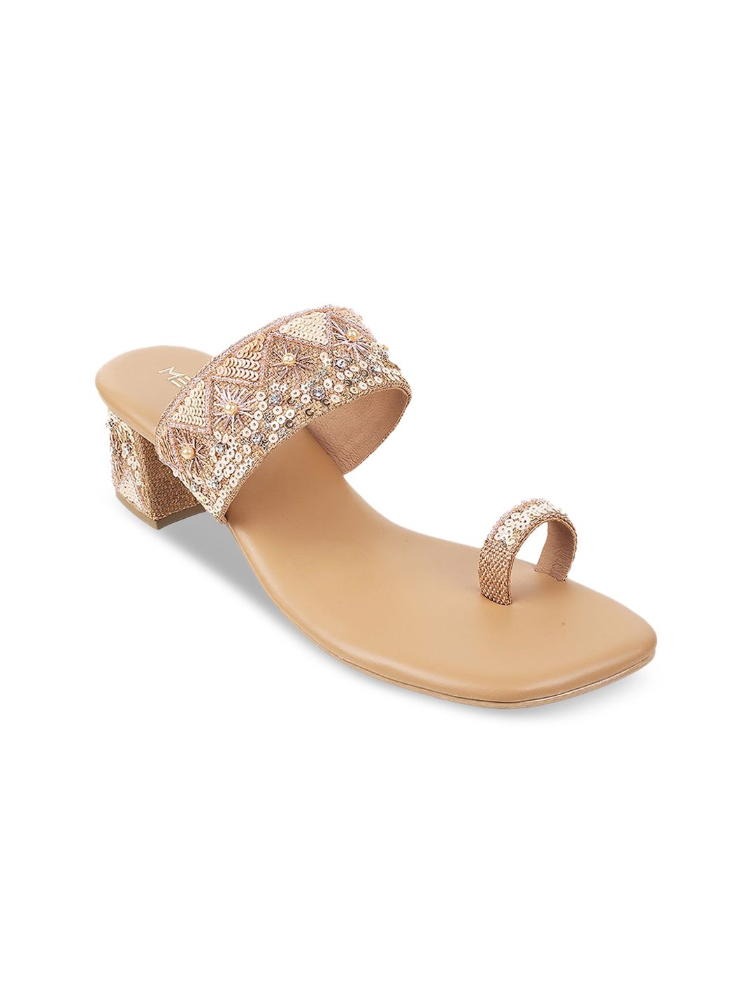 Metro Gold-Toned Block Sandals Price in India