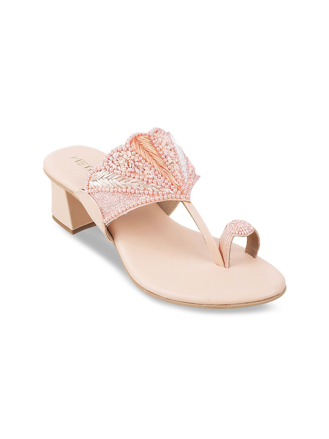 Metro Peach-Coloured Block Sandals Price in India