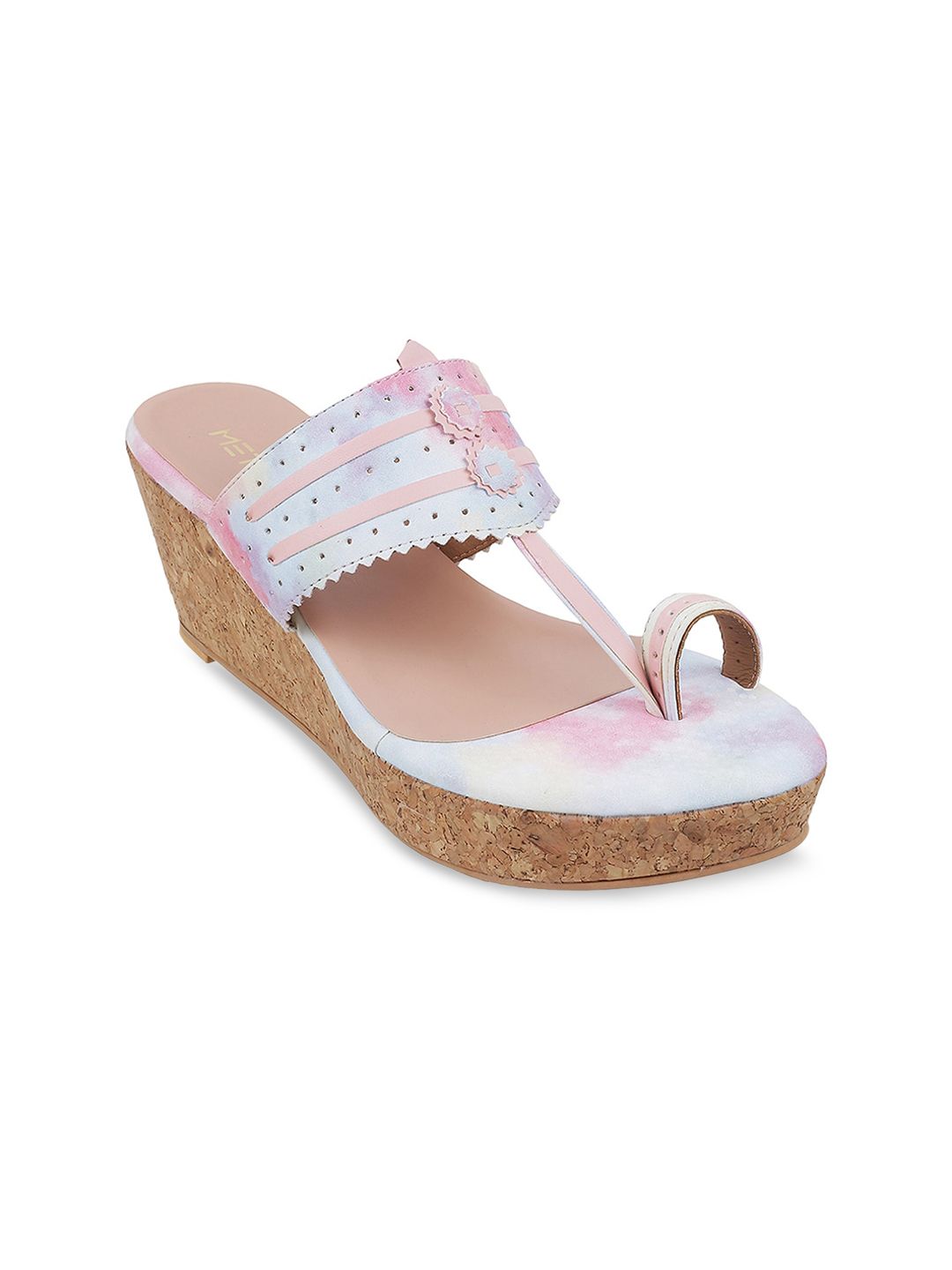 Metro Pink Printed Wedge Sandals Price in India