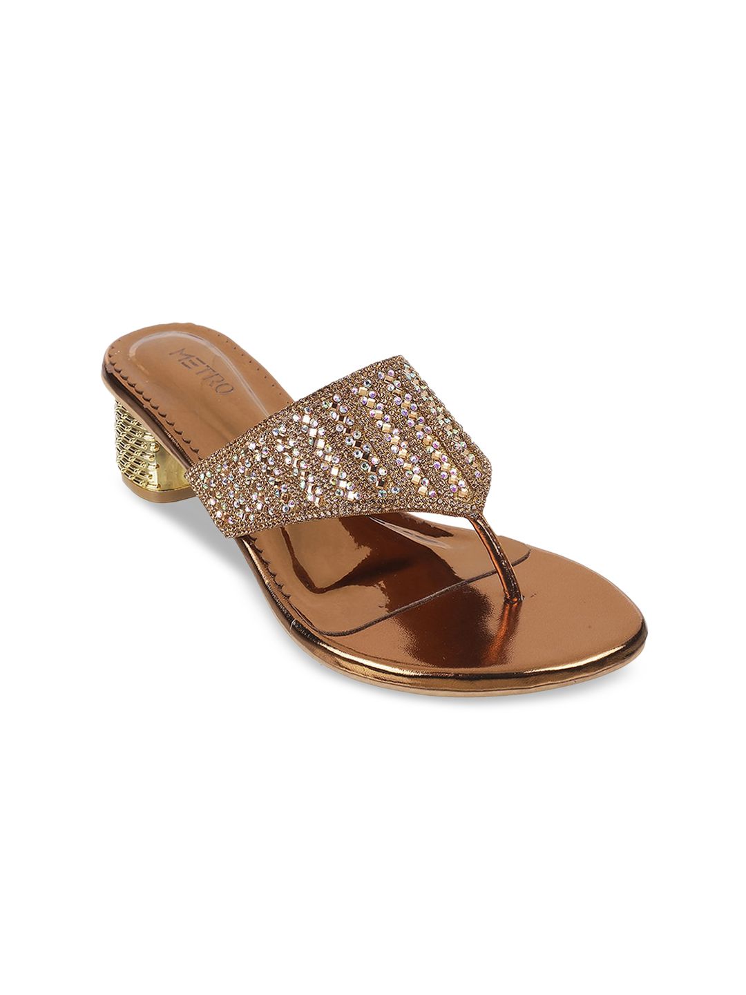 Metro Gold-Toned Block Mules Price in India