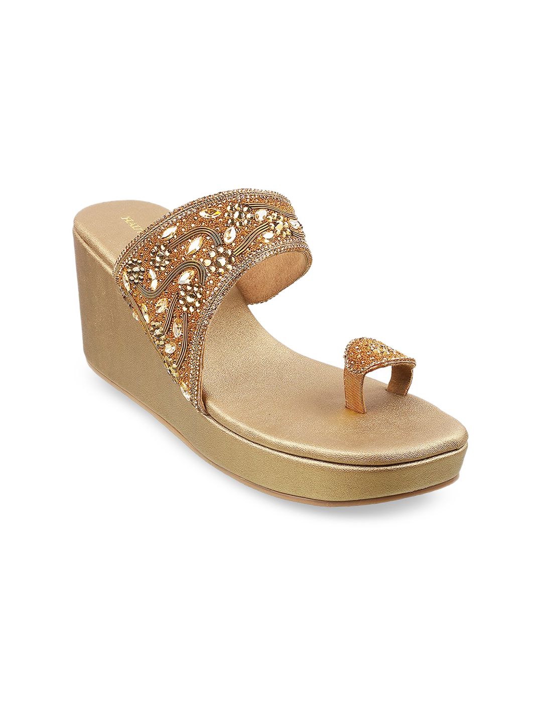 Mochi Gold-Toned Wedge Sandals Price in India