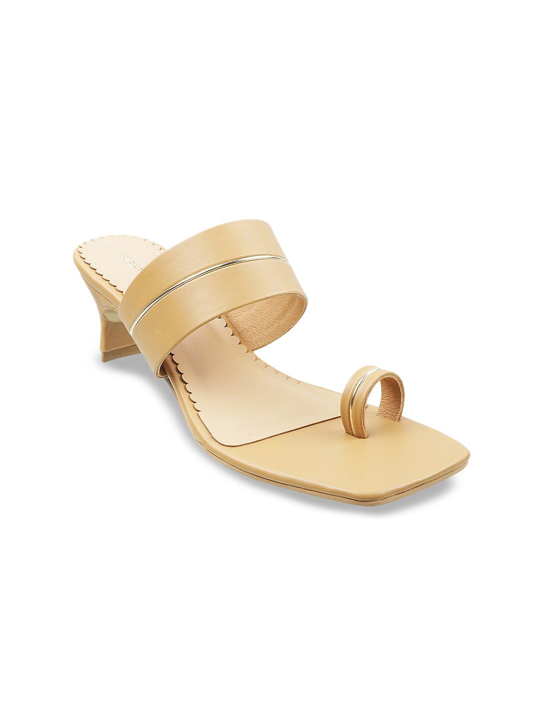 Mochi Beige Embellished Block Sandals Price in India