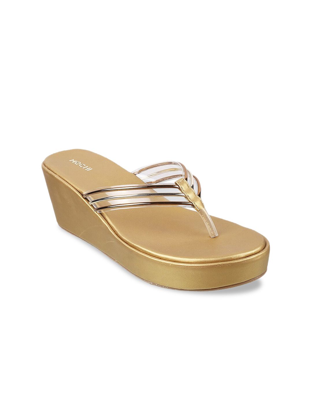 Mochi Gold-Toned Wedge Sandals Price in India
