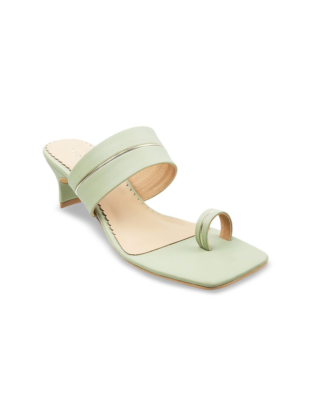 Mochi Green Embellished Block Sandals Price in India