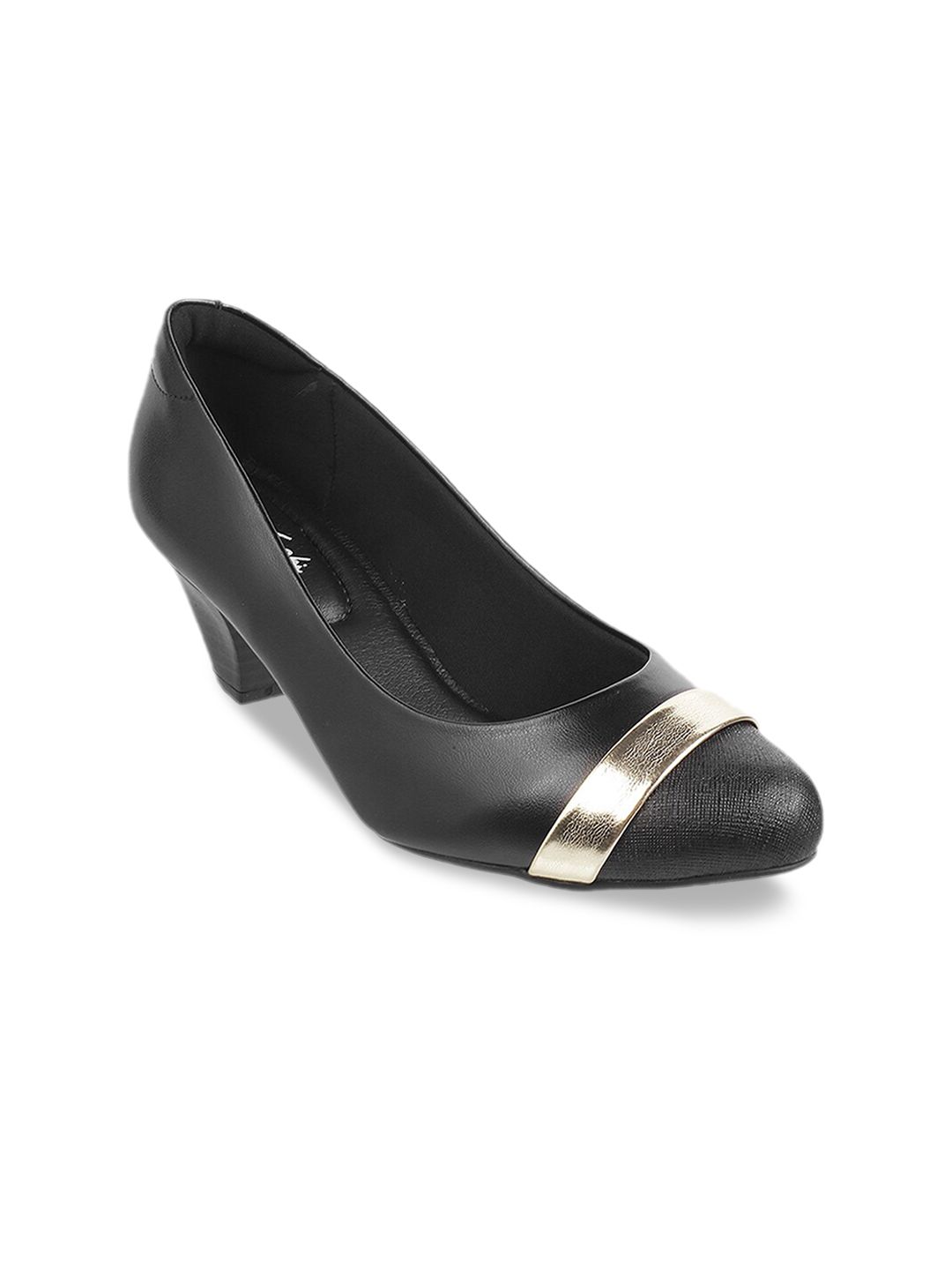 DAVINCHI Black Colourblocked Block Pumps Price in India