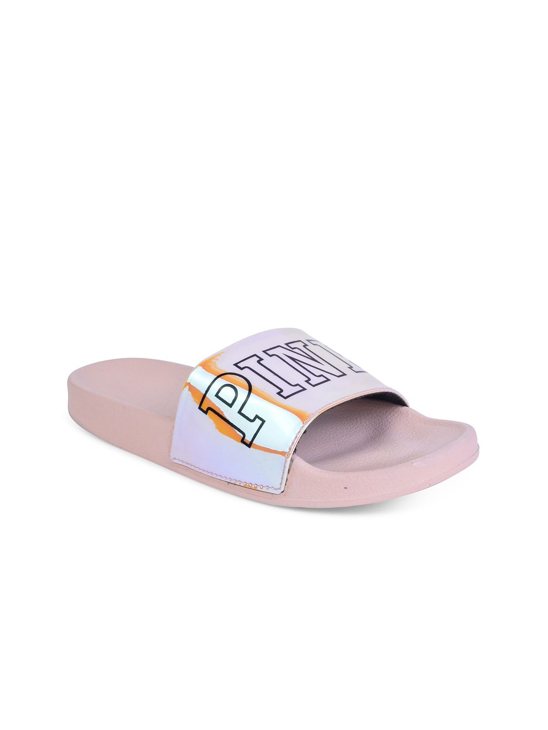 XE LOOKS Women Pink & White Printed Sliders Price in India