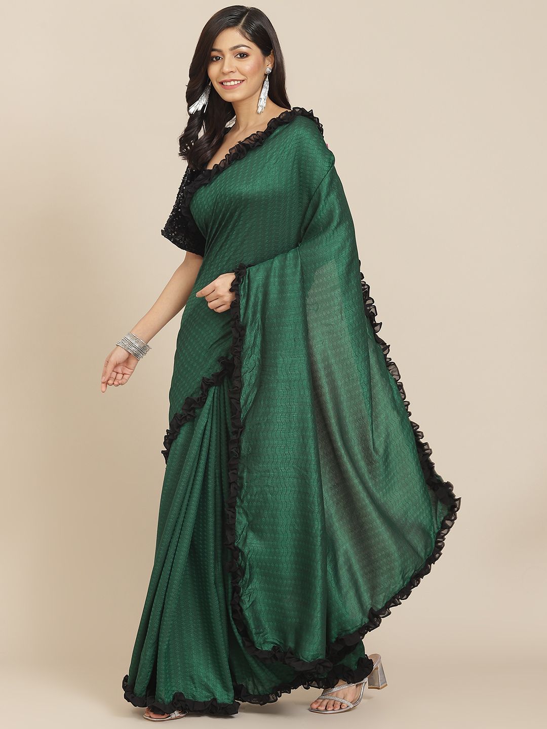 Tikhi Imli Green Embellished Saree Price in India