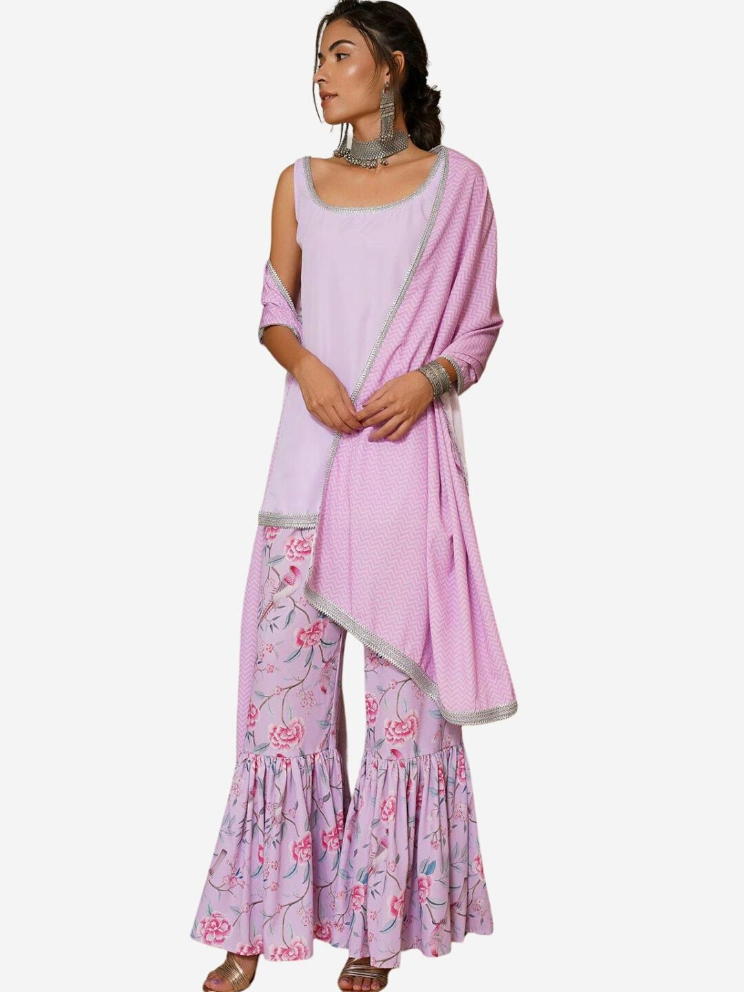 Alaya By Stage3 Women Purple & Blue Floral Printed Flared Palazzos