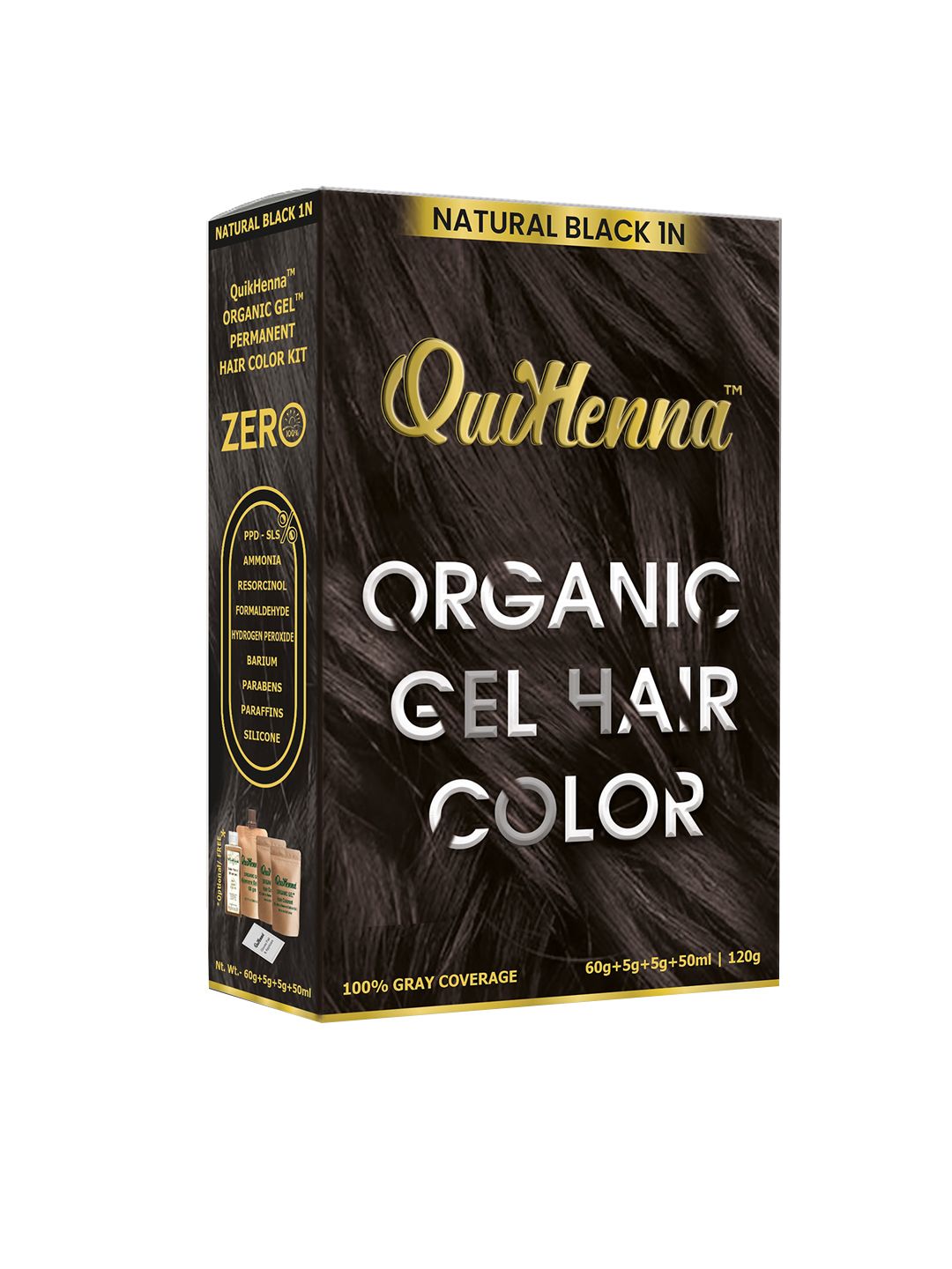 QUIKHENNA Black Damage-Free Gel Hair Color 1N 120 g Price in India