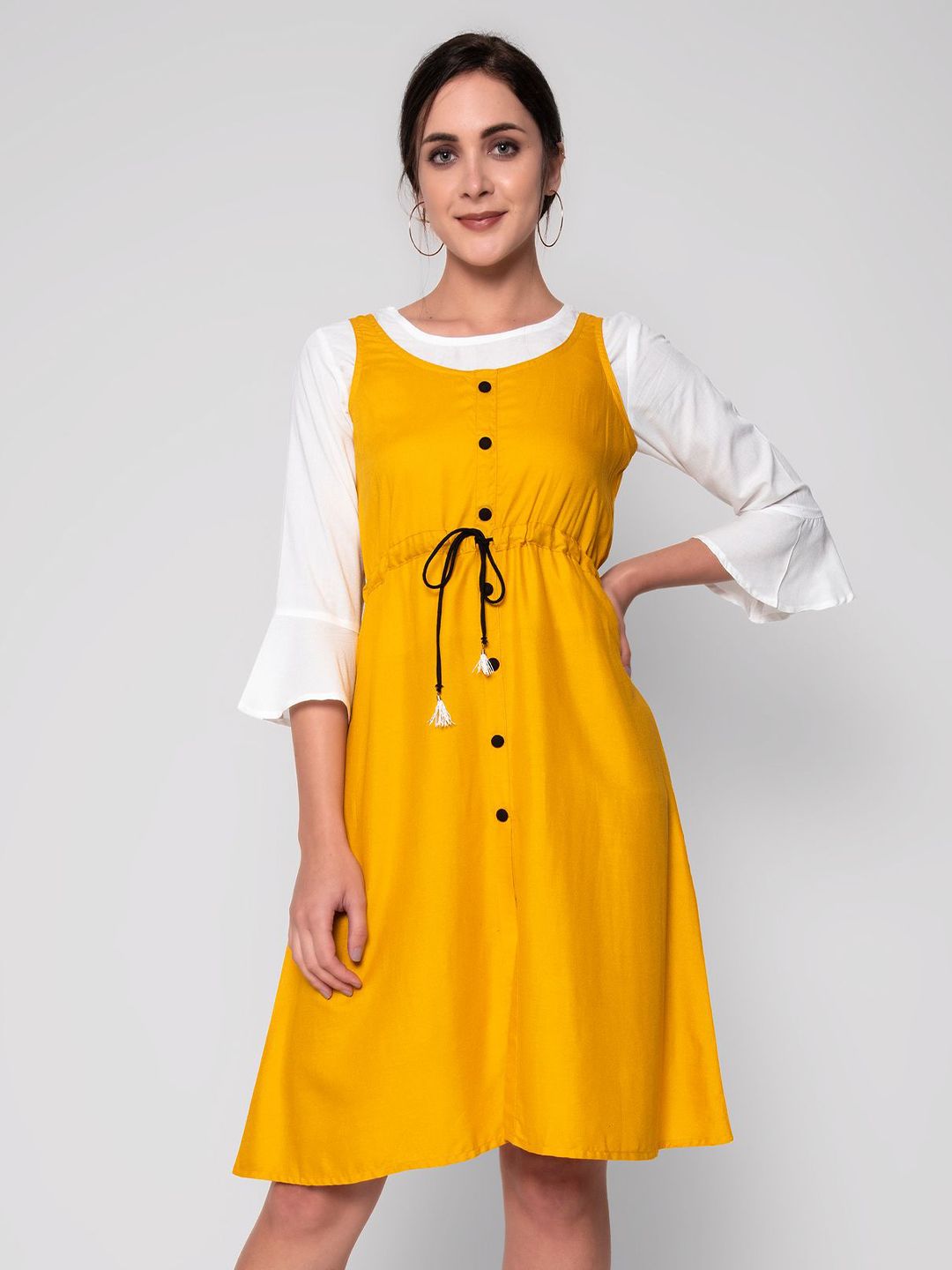 God Bless Yellow A-Line Dress Price in India