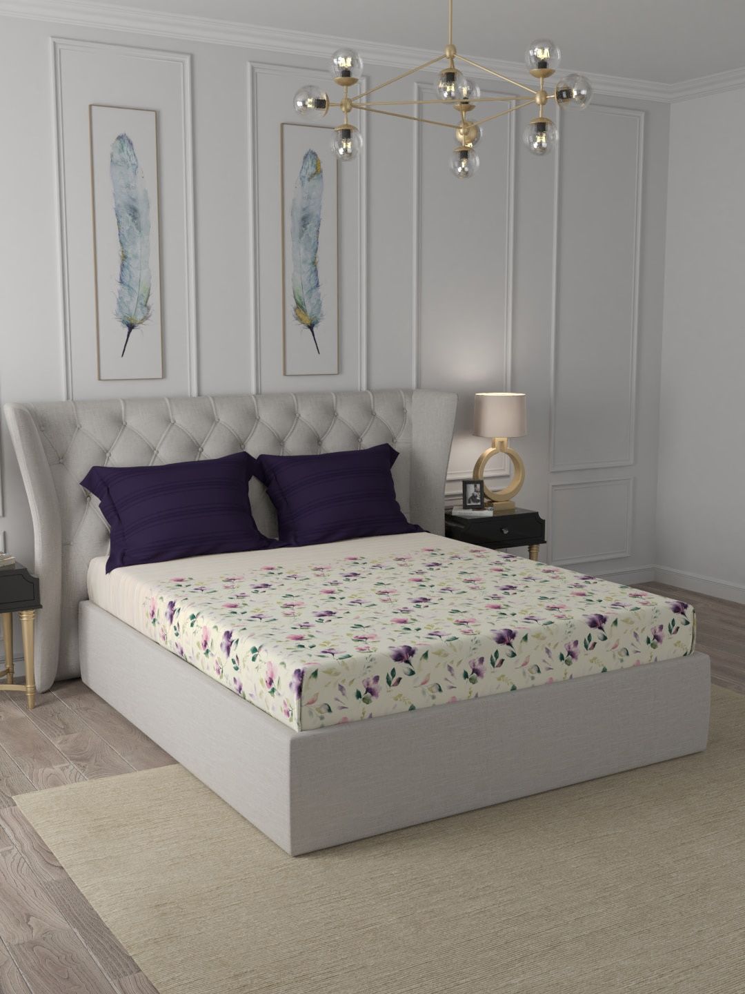 Trident Unisex Violet Bedsheets Price in India