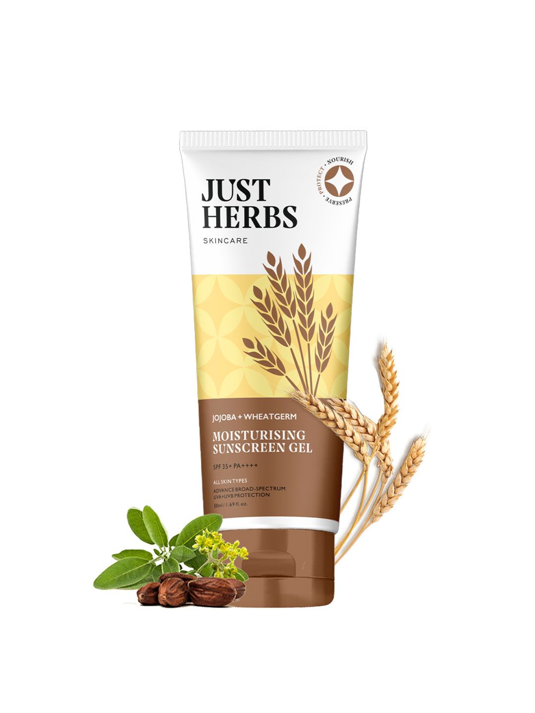 Just Herbs Moisturizing Sun Protection Gel SPF 35+ PA++++ with Jojoba & Wheatgerm - 50ml