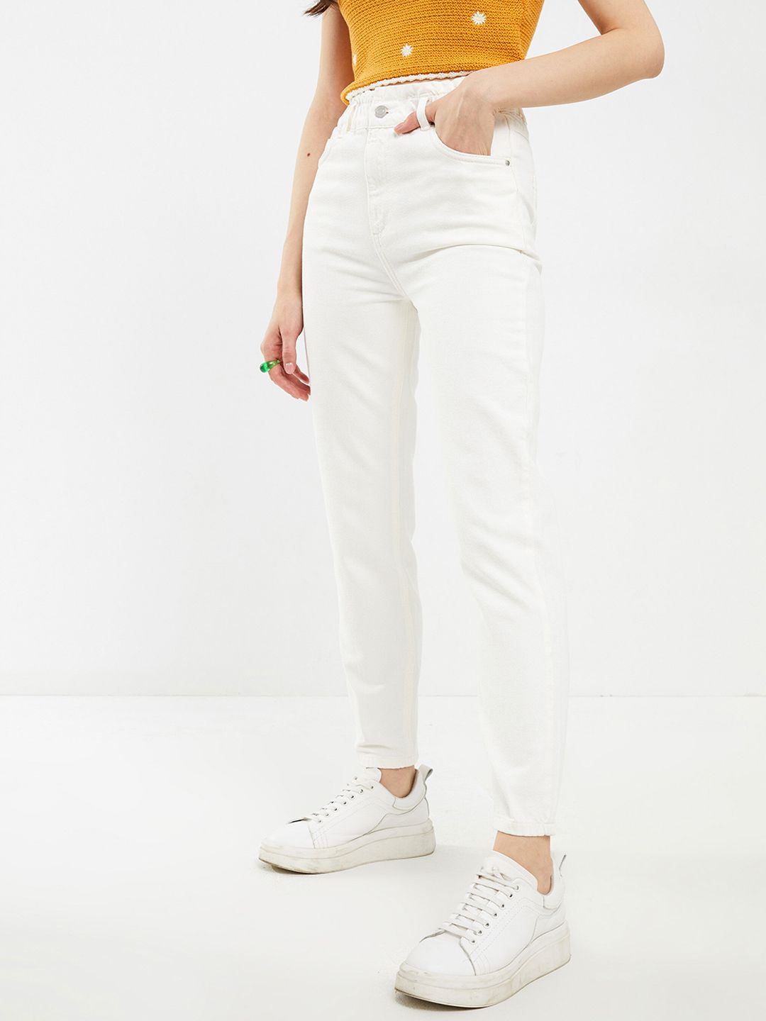 LC Waikiki Women Off White Pure Cotton High-Rise Jeans Price in India